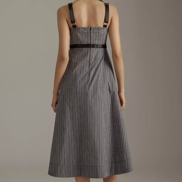 NWT By Anthropologie Black & White Stripe Square-Neck Asymmetric Romper Dress S - Picture 4 of 16